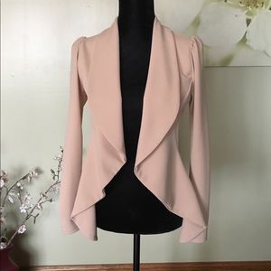 Tan Beige Women’s Ruffle Blazer